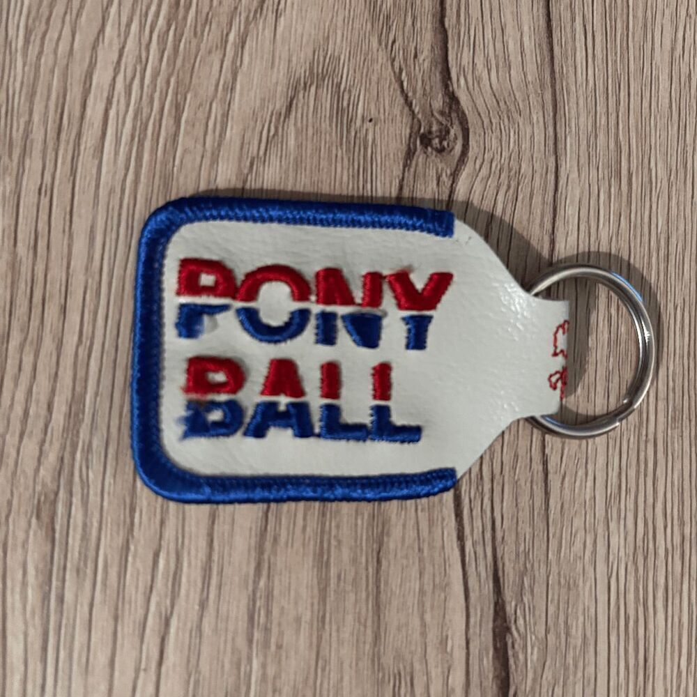 Pony Ball double sided logo embroidered vintage 1980s keychain red white blue - Picture 4 of 4